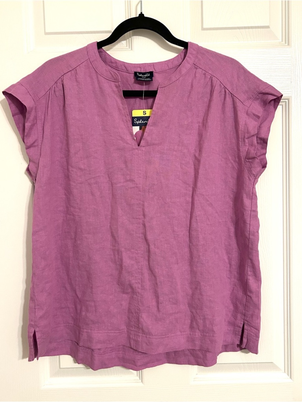 Splendid Lavender Split-Neck Sleeveless Linen Tunic